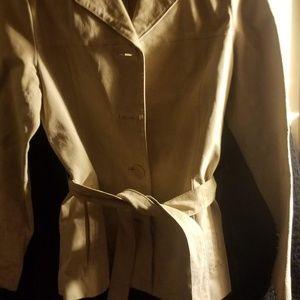 Beige Hip Length Suede Jacket